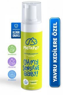 Hassas ciltli ve yavru kediler için Metapet kuru köpük şampuan 200 ml