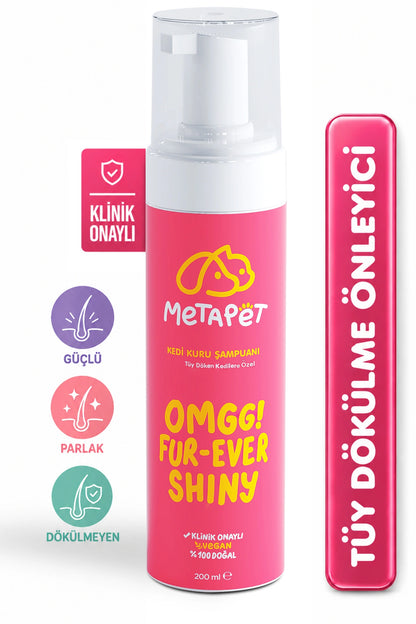 Tüy döken kedilere özel Metapet kuru köpük şampuan 200 ml