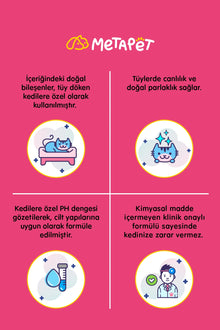 Kedi tüy dökülmesine karşı bakım sağlayan kuru köpük şampuan