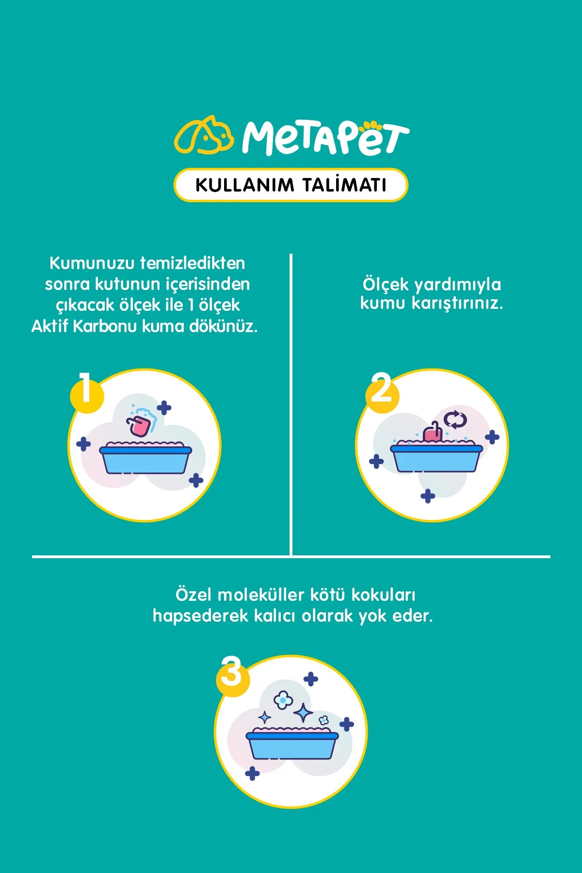 Kedi kumu kokusu giderici parfümsüz aktif karbon granülü