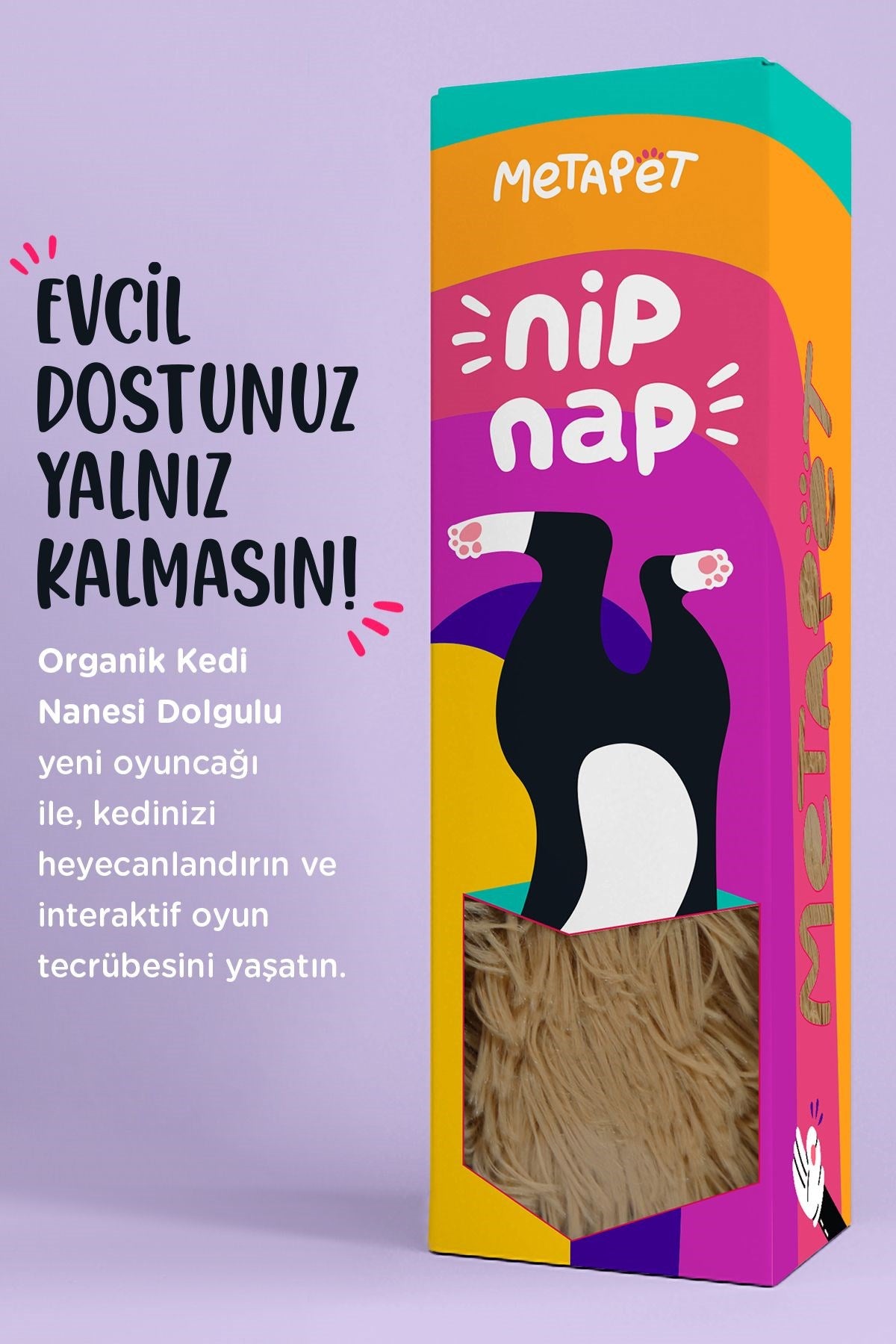 Catnipli Peluş Kedi Oyuncağı, Organik Kedi Nanesi - Bordo -