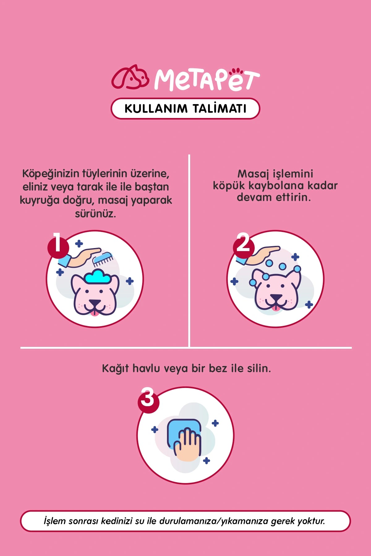 Köpek tüylerindeki kötü kokuyu gideren kuru köpük şampuan
