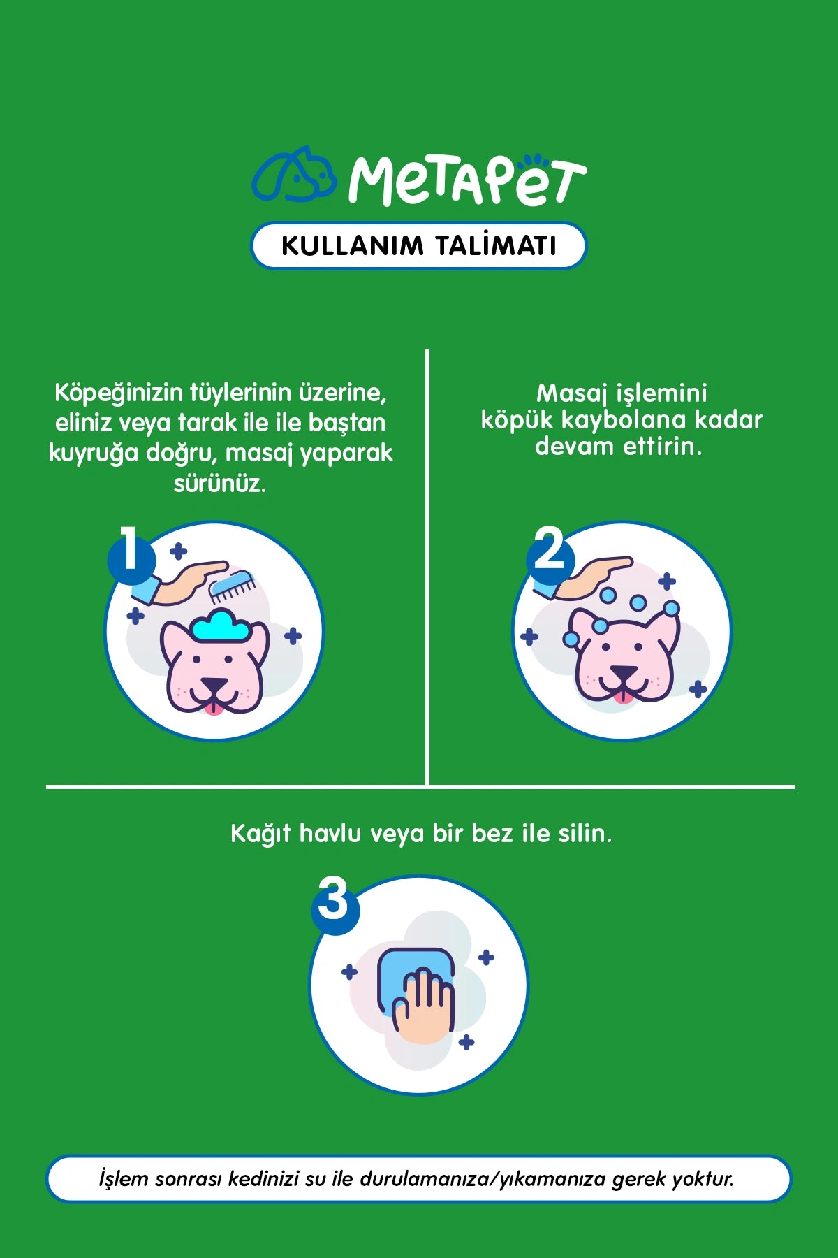 Su gerektirmeyen köpek kuru köpük şampuan