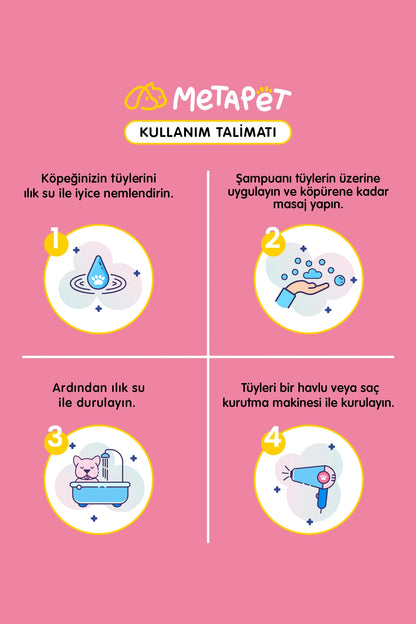 Doğal içerikli Metapet köpek banyo şampuanı