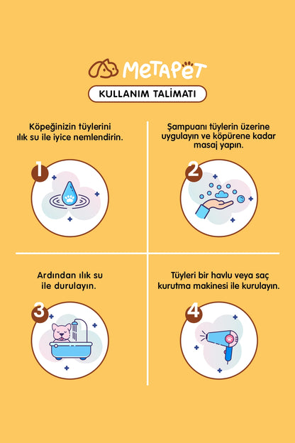 Doğal içerikli Metapet köpek banyo şampuanı