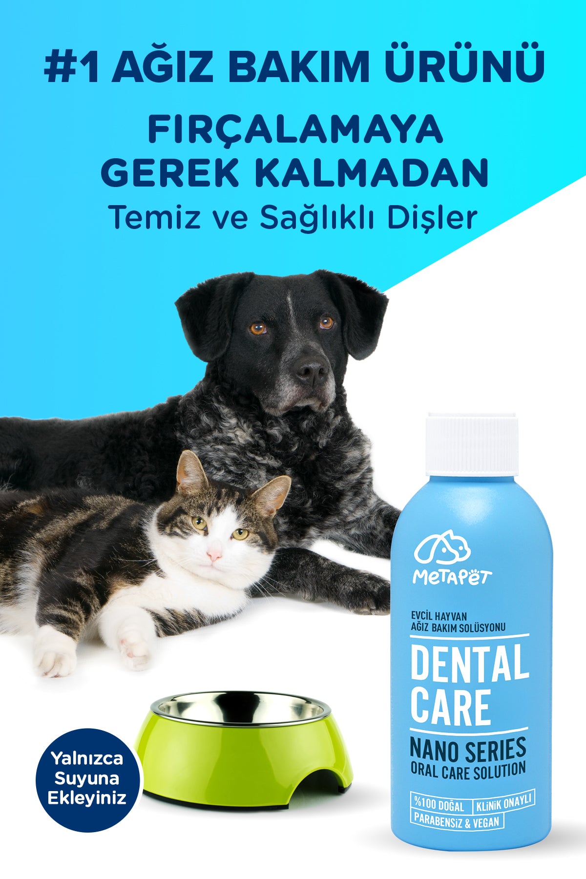 Nano Series Kedi ve Köpek Ağız Bakım Suyu, Ağız Kokusuna Son, Diş Bakımı ve Temizleme Spreyi