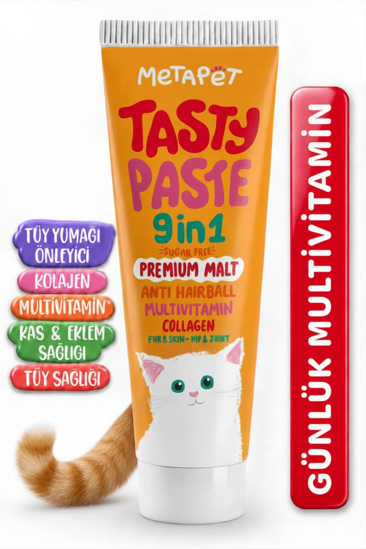 Kedi Multivitamin Malt Paste 9’u 1 arada günlük bakım macunu