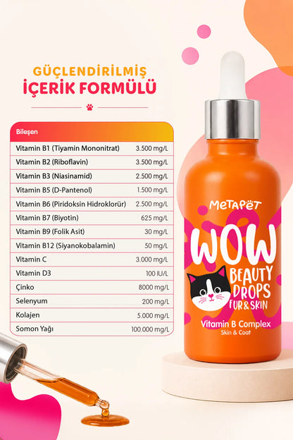 Kedi tüy ve cilt sağlığı için biotin damlası