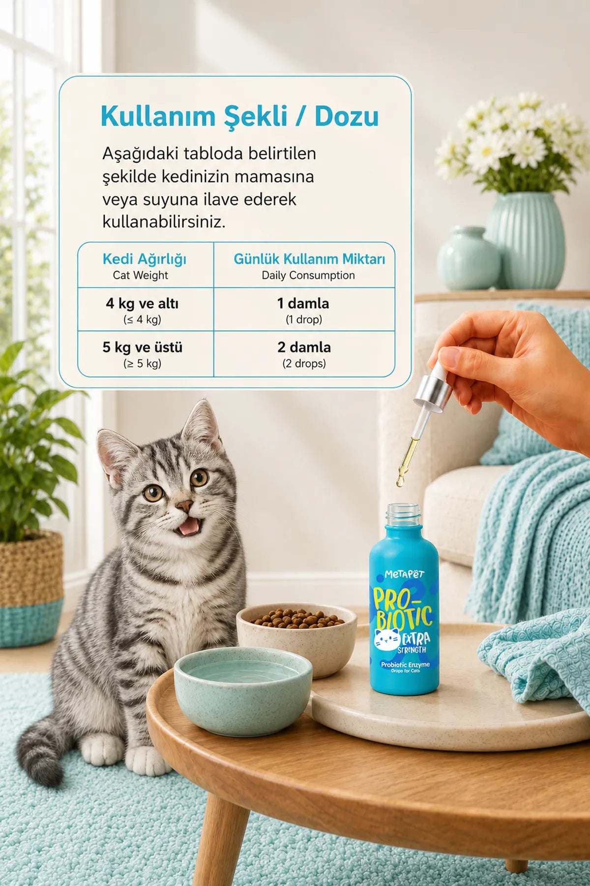 Kedi sıvı probiyotik damla