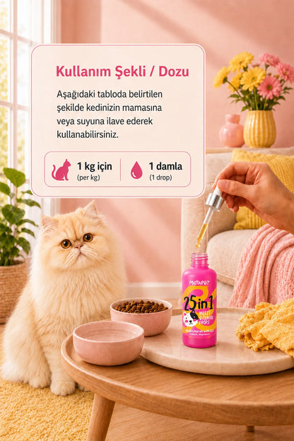 Kediler için multi vitamin, mineral ve amino asit desteği