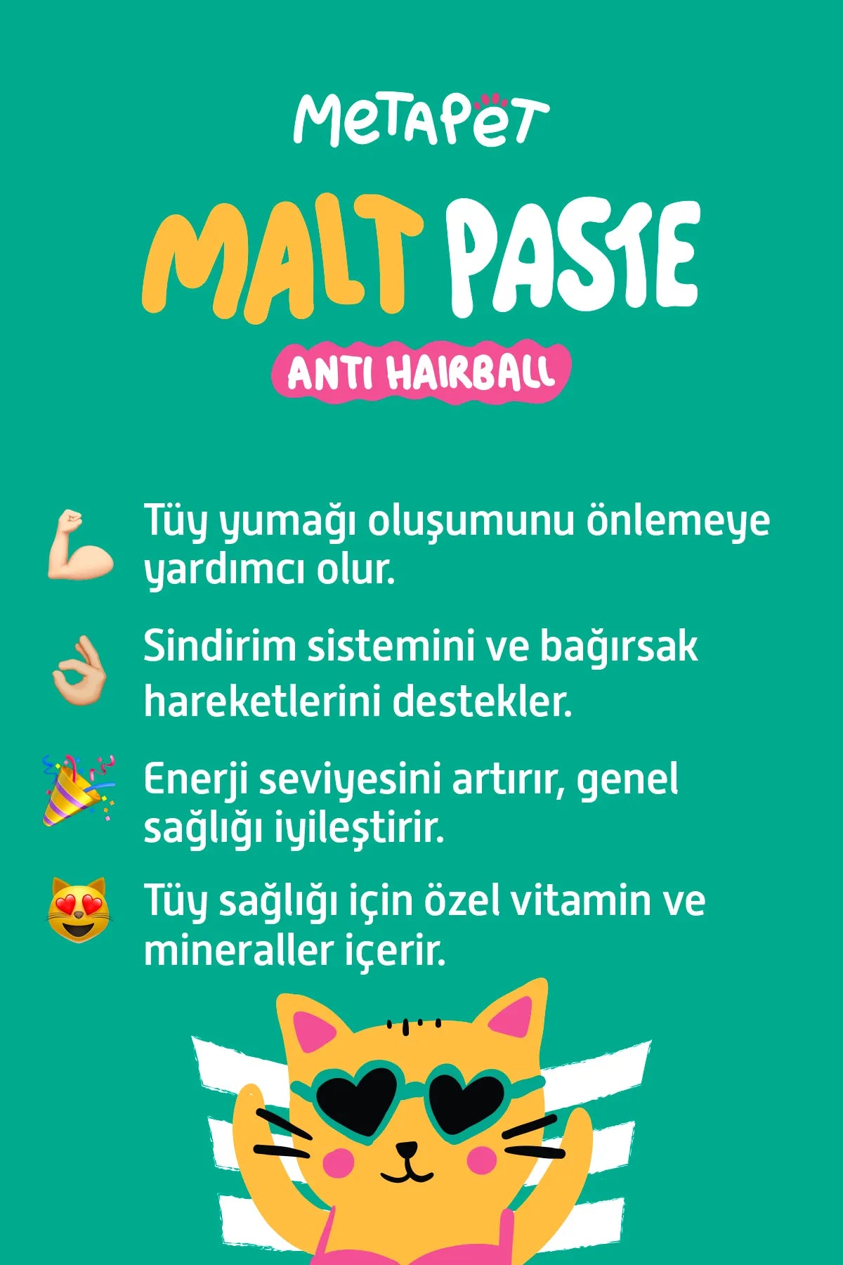 Kediler için anti hairball malt paste macunu