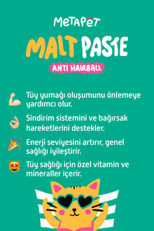 Kediler için anti hairball malt paste macunu