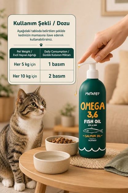 EPA ve DHA içeren kedi somon yağı