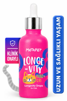 Kediler için longevity uzun ve sağlıklı yaşam destekleyici damla 50 ml
