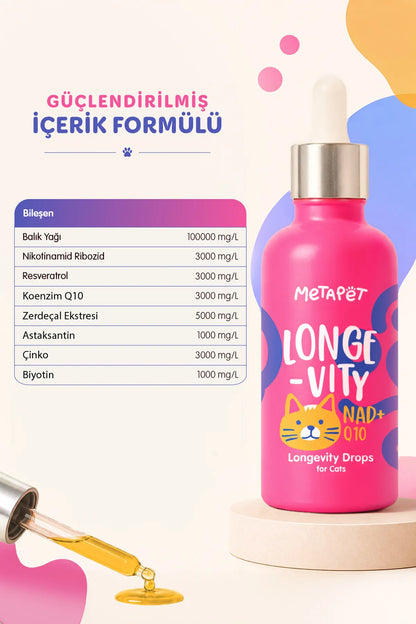 Kediler için genel sağlık, canlılık ve hücresel enerji metabolizması desteği