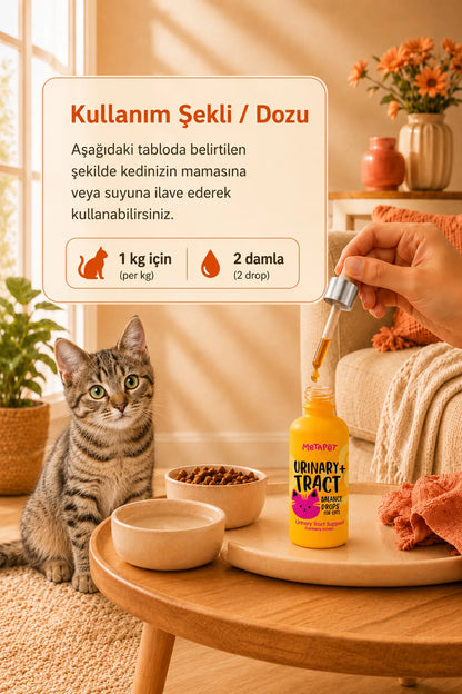 Kedi üriner sistem desteği için sıvı damla