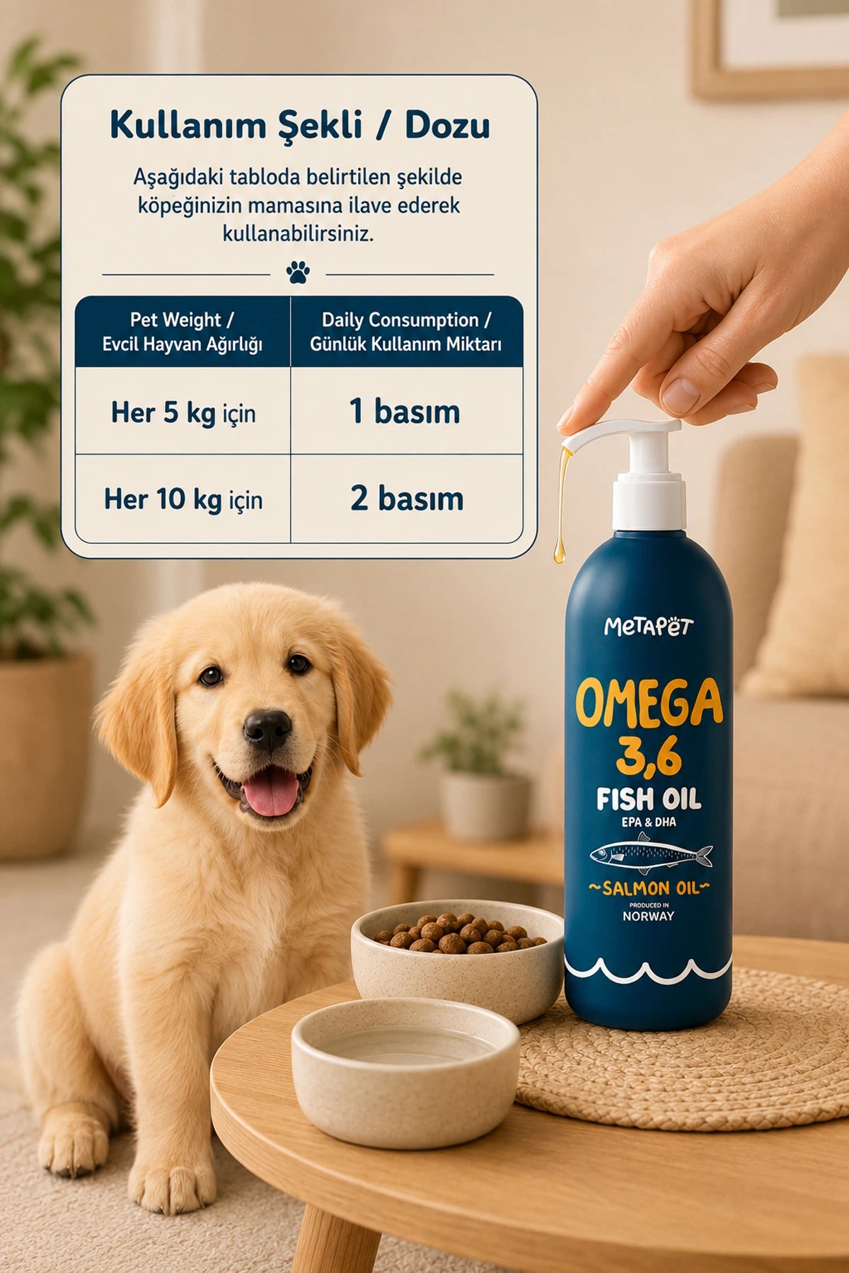 Köpeklerin deri ve tüy sağlığını destekleyen somon yağı