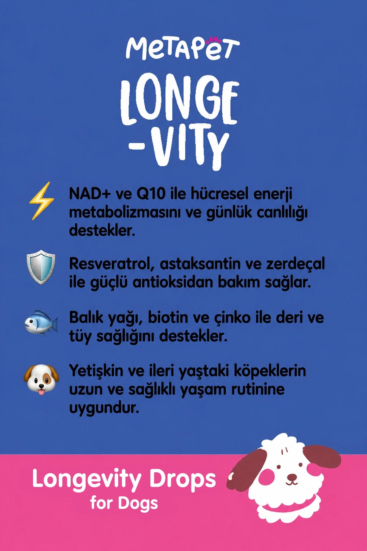 Köpekler için longevity uzun ve sağlıklı yaşam damlası 