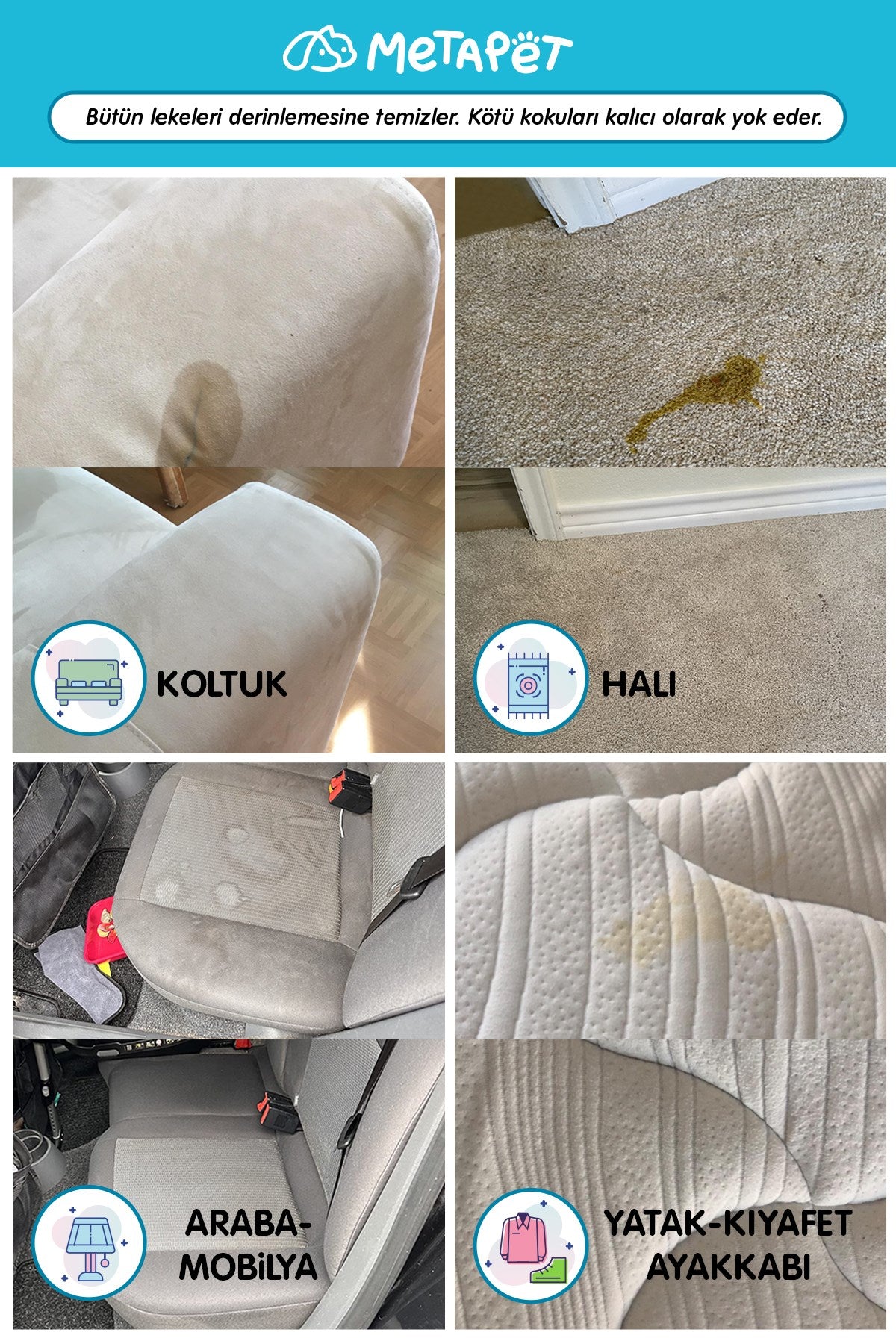 Beyaz Sabun Kokulu Evcil Hayvan Leke Çıkarıcı ve Koku Giderici