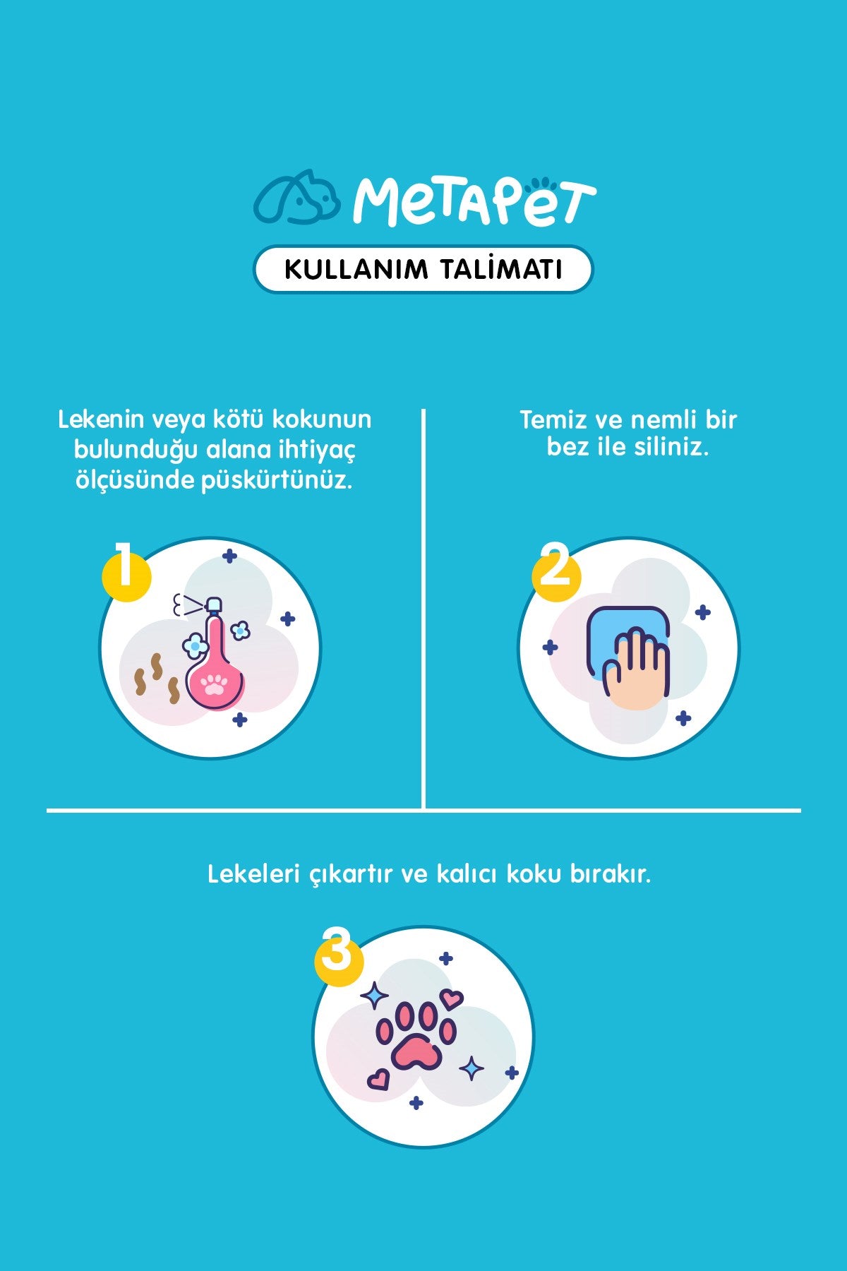 Beyaz Sabun Kokulu Evcil Hayvan Leke Çıkarıcı ve Koku Giderici