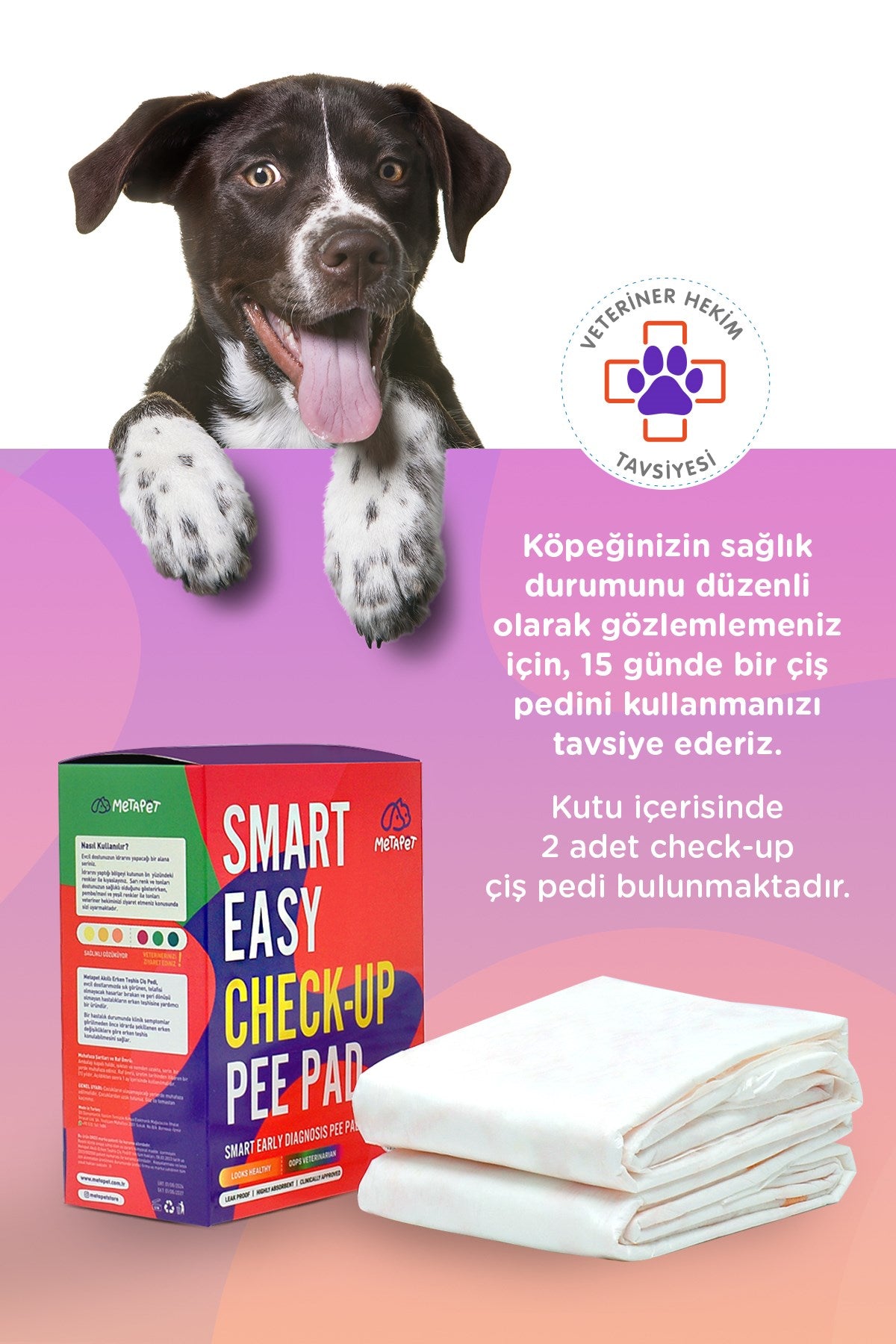 Renk Değiştiren Akıllı Köpek Çiş Pedi, 2 Adet Sağlık Bezi, Erken Teşhis Sağlık Ürünü