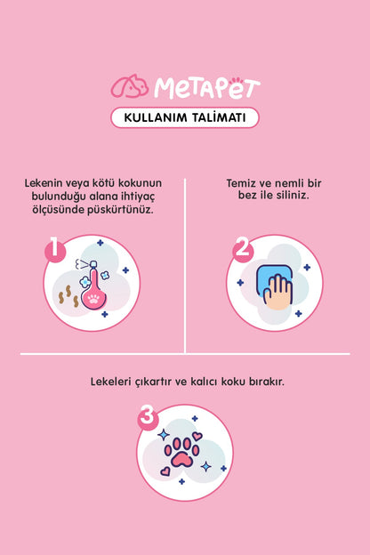 Bebek Pudrası Kokulu Evcil Hayvan Leke Çıkarıcı ve Koku Giderici