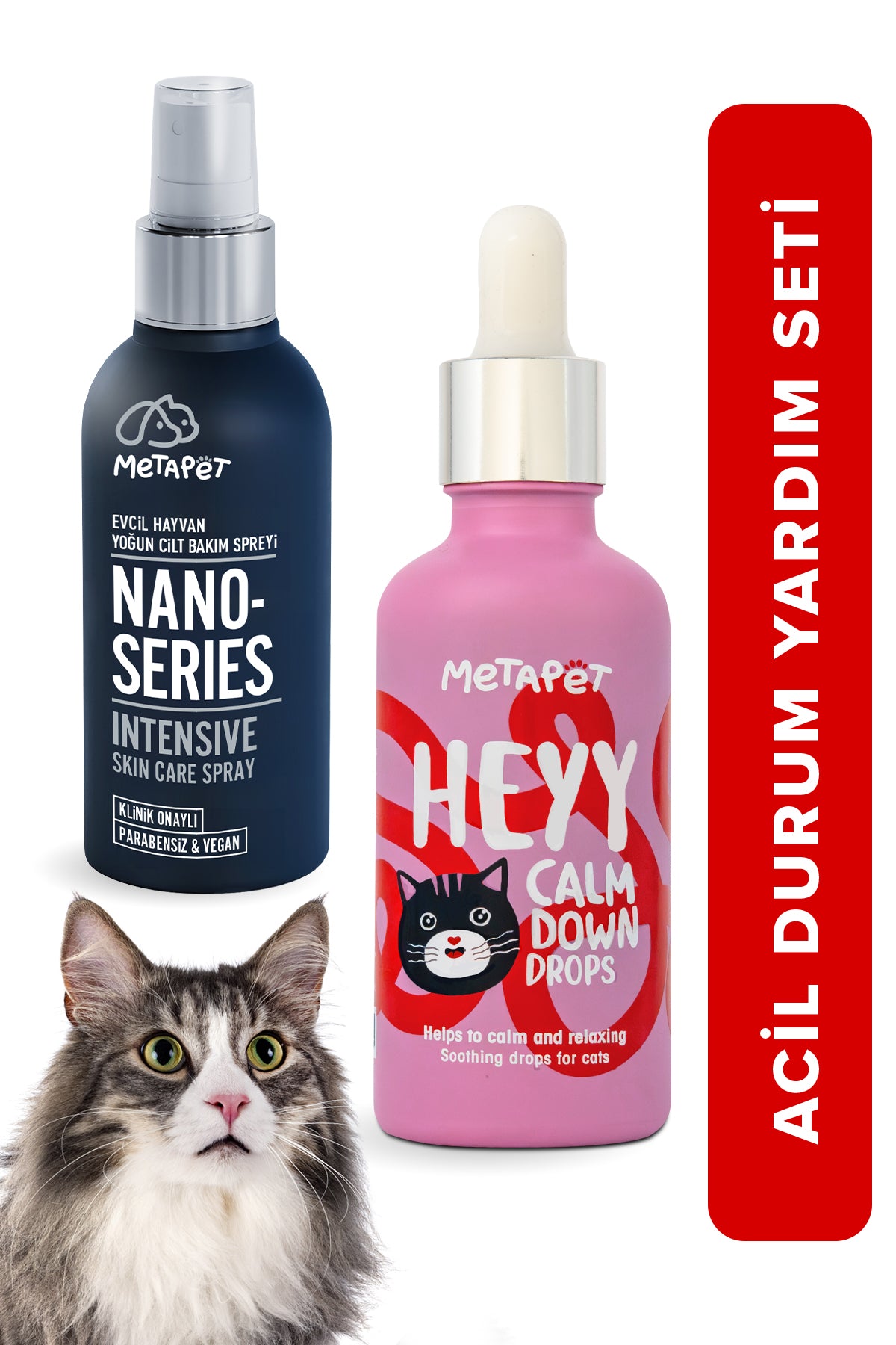 Kedi Acil Durum Seti - Nano Series Yoğun Bakım Spreyi Ve Sakinleştirici Damla