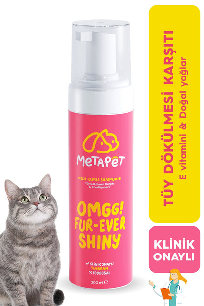 Özel Set - Tüy Döken Kediler Için Kuru Bakım Şampuanı Ve Nano Series Havlu E Vitamini Ve Doğal