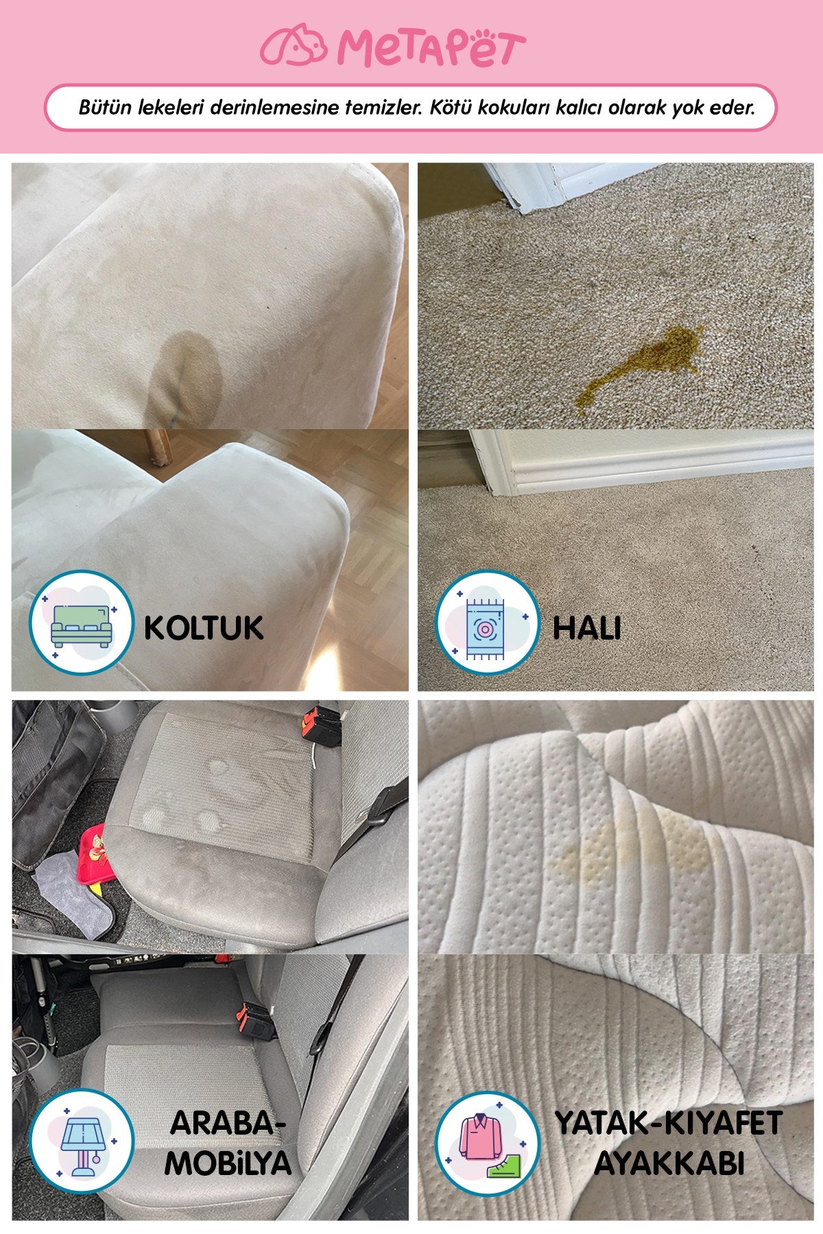 Bebek Pudrası Kokulu Evcil Hayvan Leke Çıkarıcı ve Koku Giderici