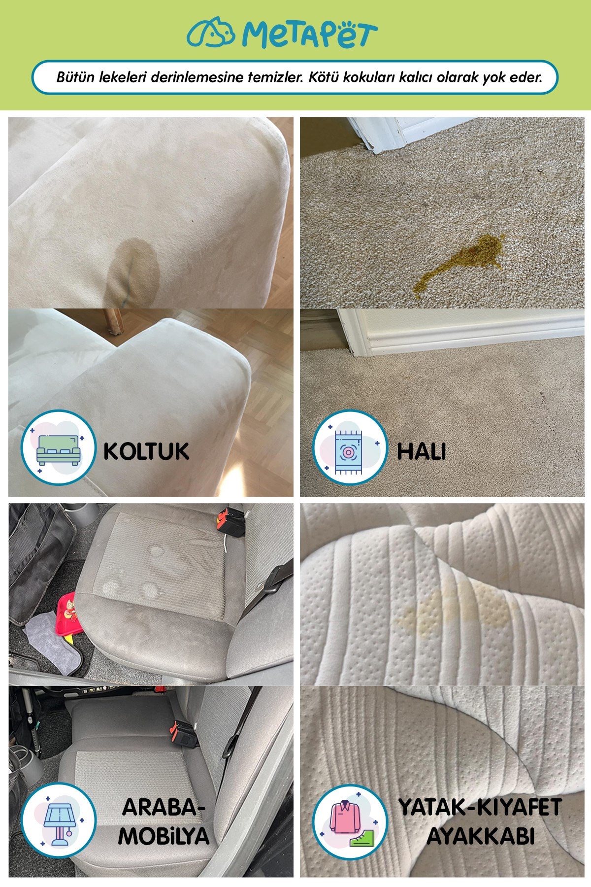 Doğal Çiçek Esanslı Evcil Hayvan Leke Çıkarıcı ve Koku Giderici