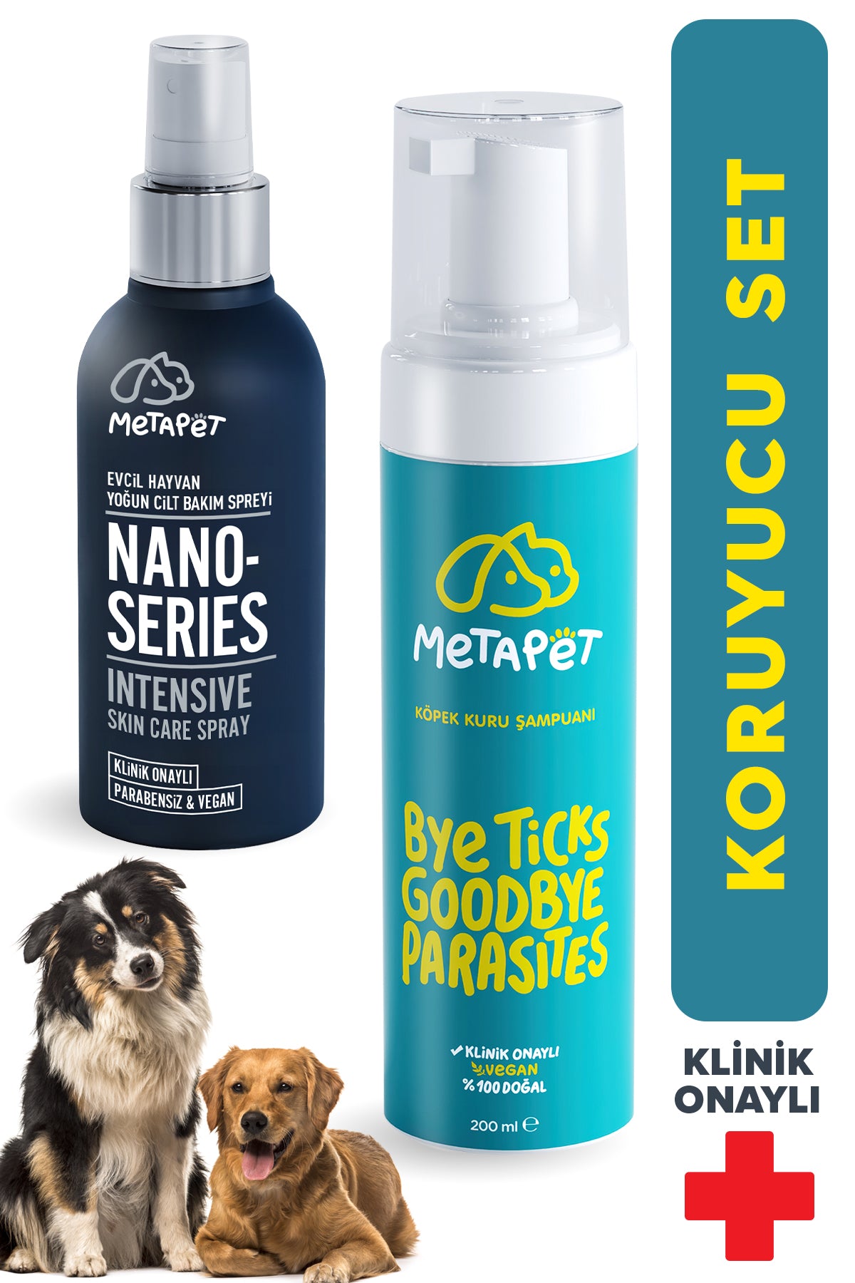 Köpeklere Özel Koruyucu Hijyen Paketi - Koruyucu Kuru Şampuan Ve Nano Series Yoğun Cilt Bakım Spreyi