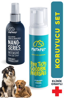 Köpeklere Özel Koruyucu Hijyen Paketi - Koruyucu Kuru Şampuan Ve Nano Series Yoğun Cilt Bakım Spreyi